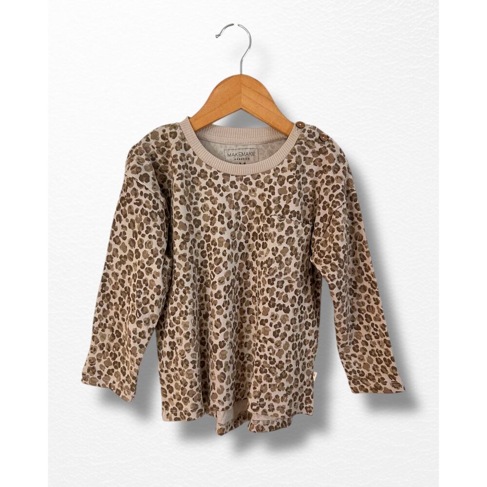 NWT MakeMake Organic Leopard Print Top, Size 3/4